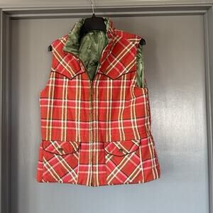 Adiktd Red Plaid  and Green Reversible Quilted Western Style Vest sz XL